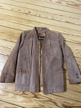 Women’s Taupe Suede Open-Front Jacket
